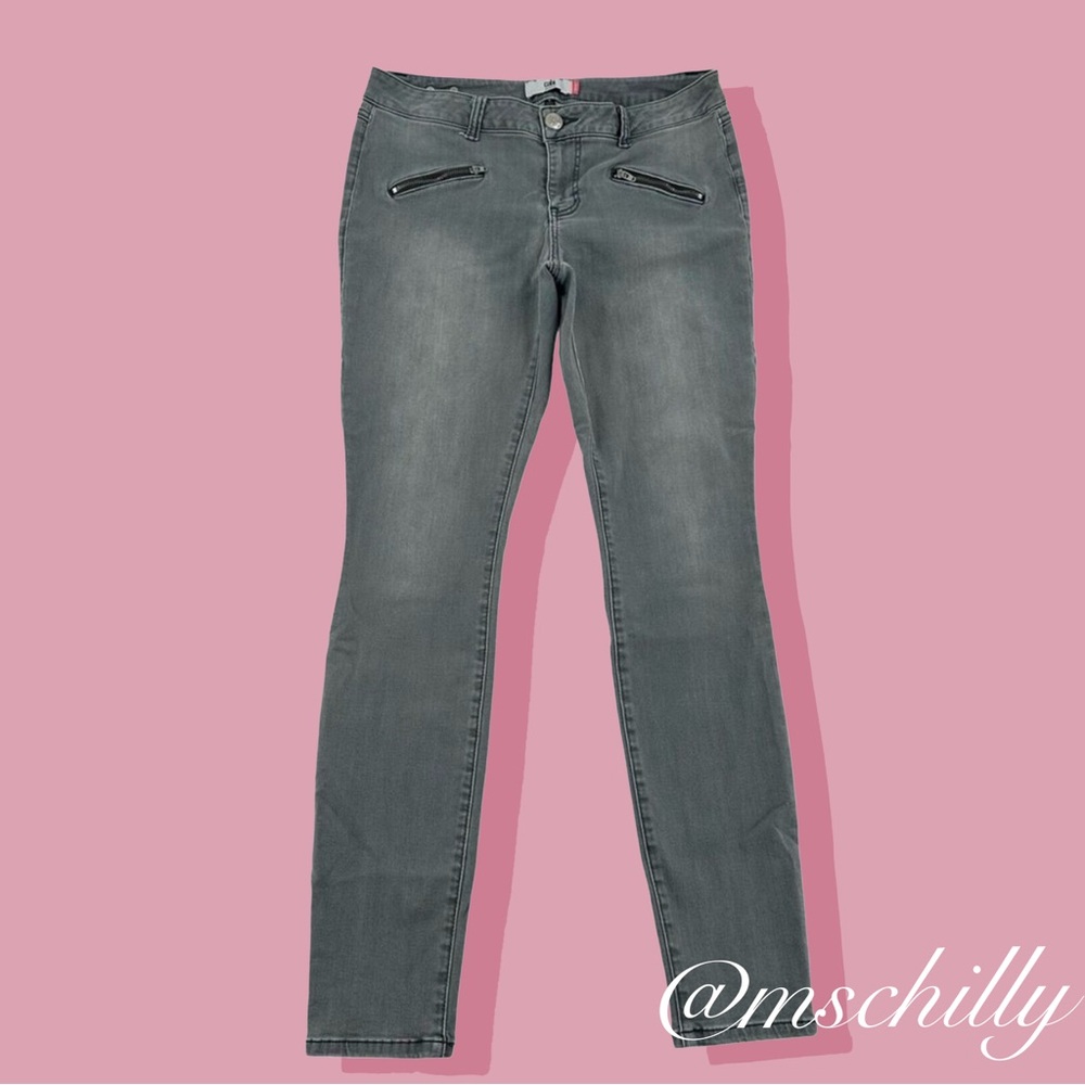 Cabi Jeans 5167 Moto Graphite Grey Zip Skinny Denim 2
